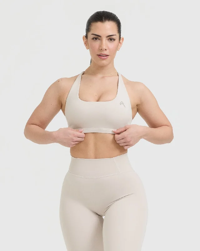 Timeless Square Neck Sports Bra | Sand