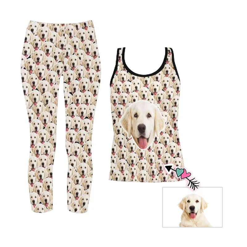 Custom Face All Pup Women's Yoga Racerback Tank&Leggings Set